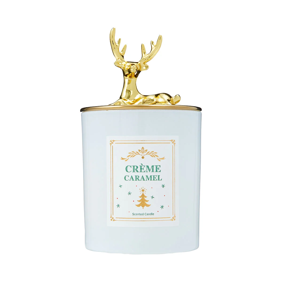 Christmas White Candle With Novelty Gold Lid