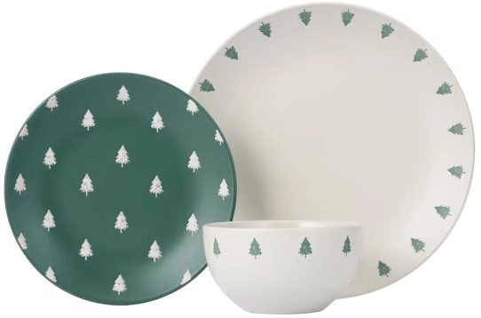 12 Piece Christmas Trees Dinner Set