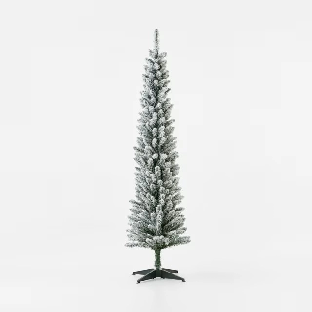 1.82m (6ft) Flocked Slim Prelit Christmas Tree