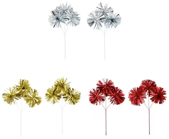 2 Pack Tinsel Tree Picks - Assorted