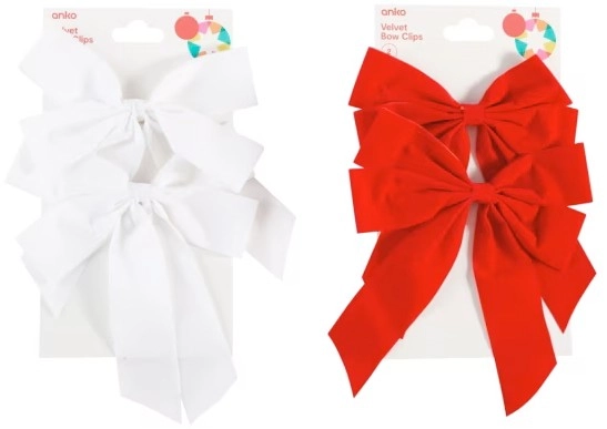 2 Pack Velvet Bow Clips - Assorted