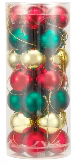 28 Pack 3cm Traditional Baubles