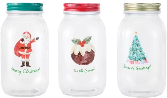 3 Pack 800ml Novelty Jars