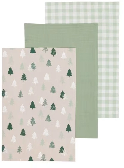 3 Pack Christmas Natural Tea Towels