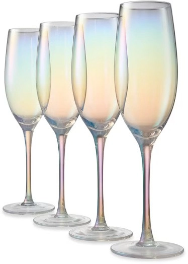 4 Lustre Flute Glasses