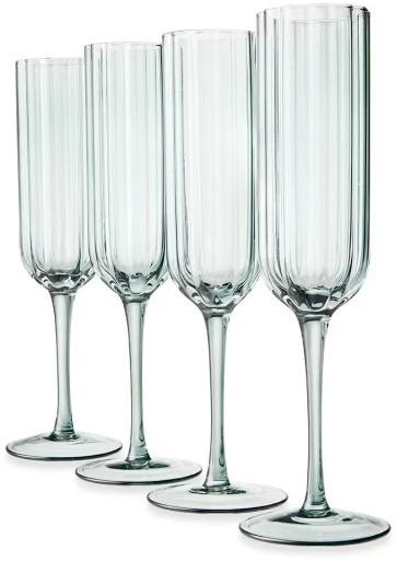 4 Ruffle Flute Glasses