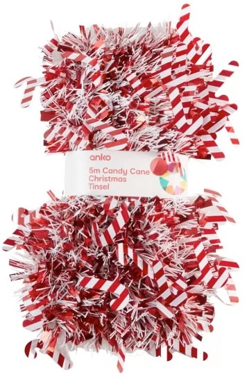 5m Candy Cane Christmas Tinsel