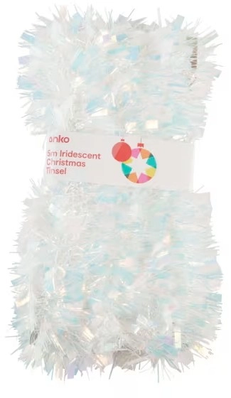 5m Iridescent Christmas Tinsel