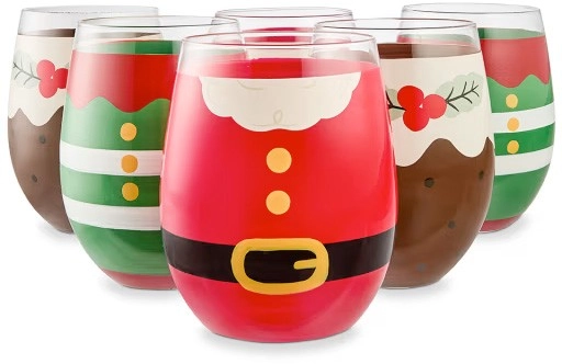 6 Christmas Stemless Glasses