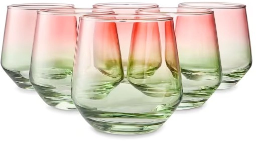 6 Two Tone Stemless Glasses