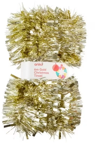 6m Gold Look Christmas Tinsel