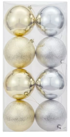 8 Pack 12cm Luxury Baubles