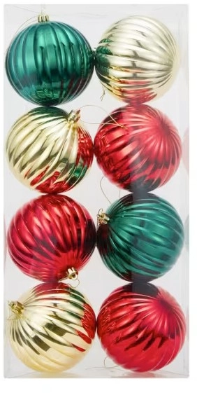 8 Pack 12cm Traditional Baubles