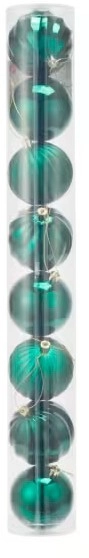 8 Pack 8cm Green Baubles