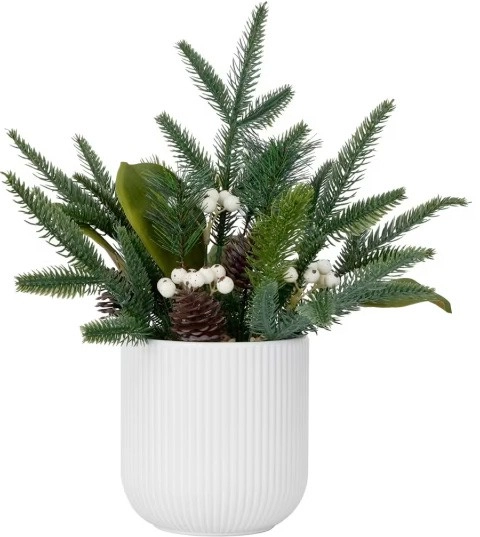 Artificial Foliage in White Pot