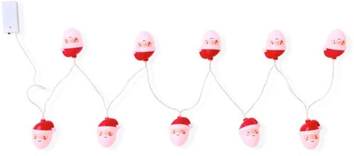 Battery Operated LED Novelty Christmas Lights - Warm White, 10 bulbs, 1.35m, Assorted