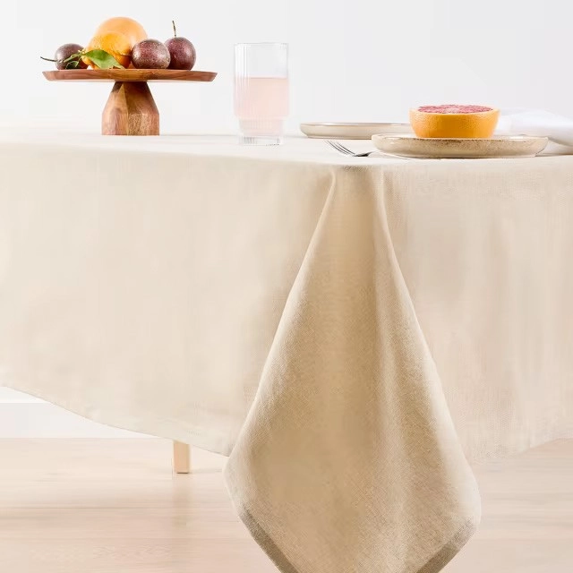 Beige Linen Look Tablecloth