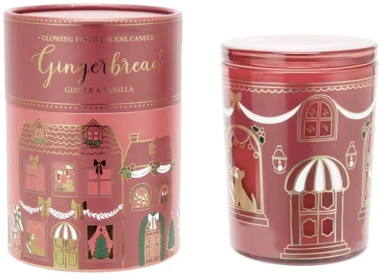 Glowing Festive Scene Gingerbread Candle