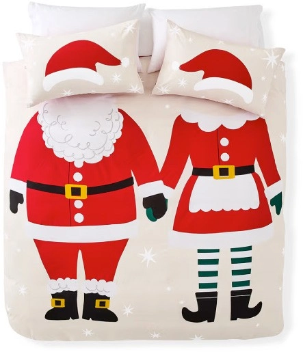 Mr. & Mrs. Claus Cotton Rich Reversible Quilt Cover Set - Queen Bed