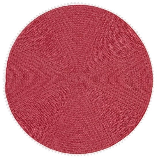 Red Pom Pom Round Placemat