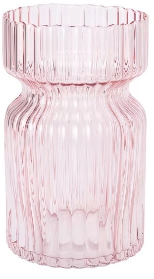 Small Pink Ribbed Vase