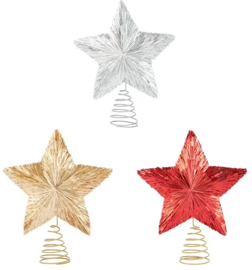 Tinsel Tree Topper - Assorted