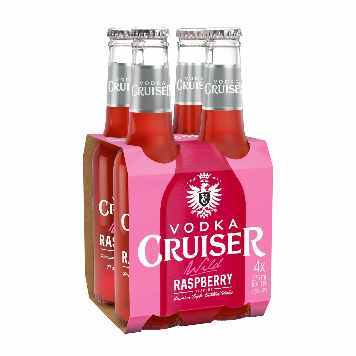 Vodka Cruiser Wild Raspberry Bottle 275mL 4 Pack