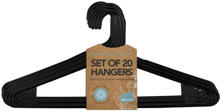 Plastic Hanger Black 20 Pack