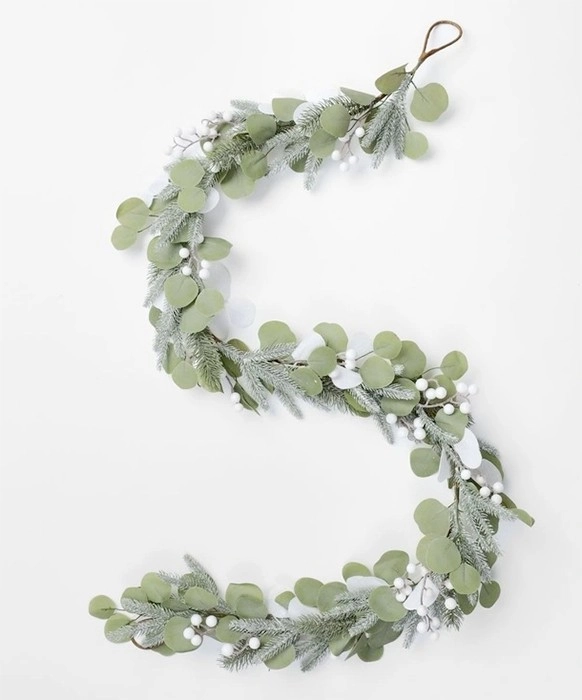 Australian House & Garden Eucalyptus Glittered Faux Eucalyptus Leaves and Berries Garland 180cm