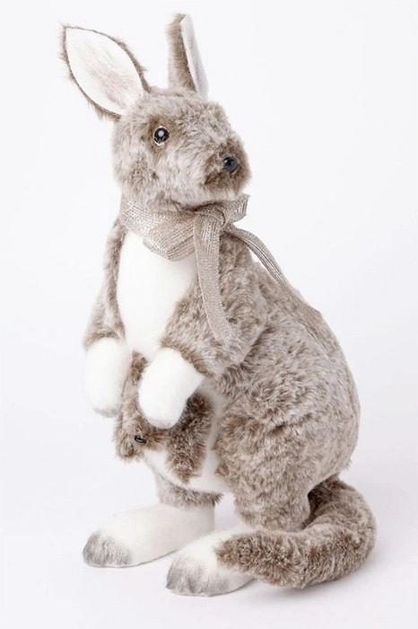 Australian House & Garden Eucalyptus Plush Kangaroo Decoration with Bow in Grey