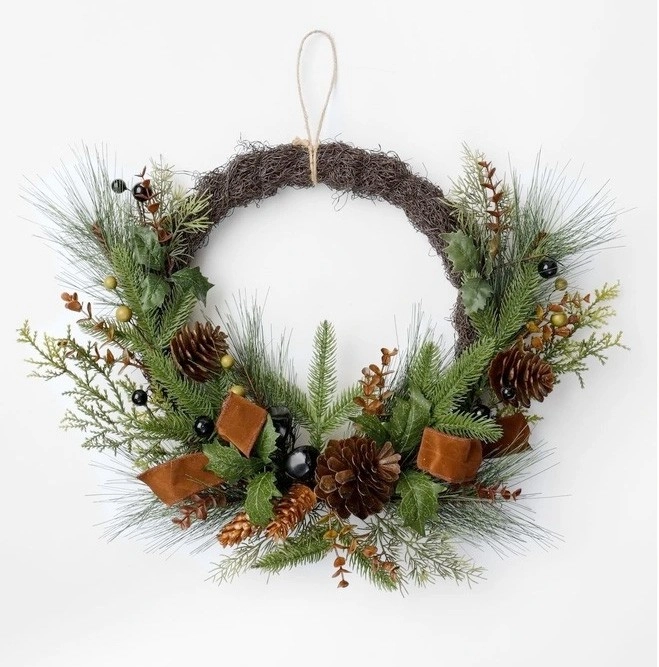 Harvest Jingle Bells and Faux Berries Half Wreath