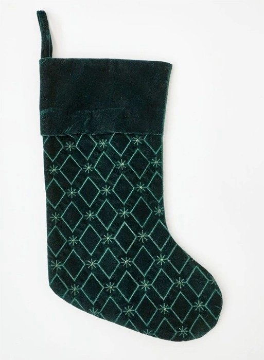 Heirloom Velvet Diamond Stockings in Green