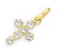 9ct Gold 10mm Cubic Zirconia Cross Pendant