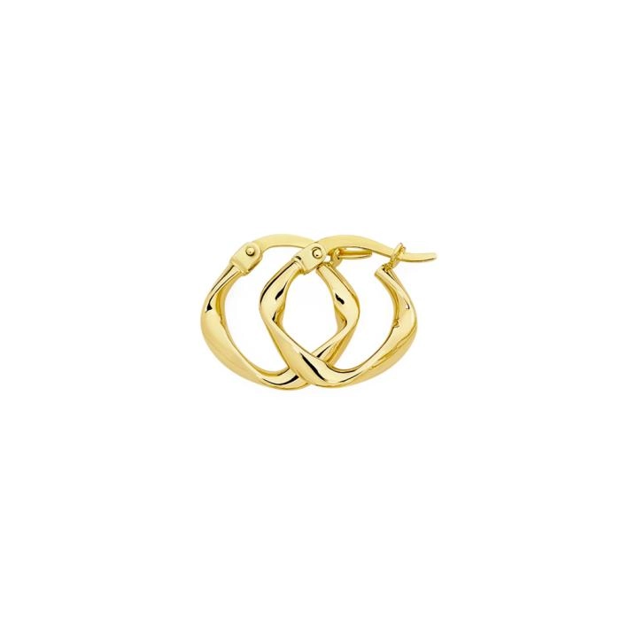 9ct Gold 10mm Ribbon Twist Hoop Earrings