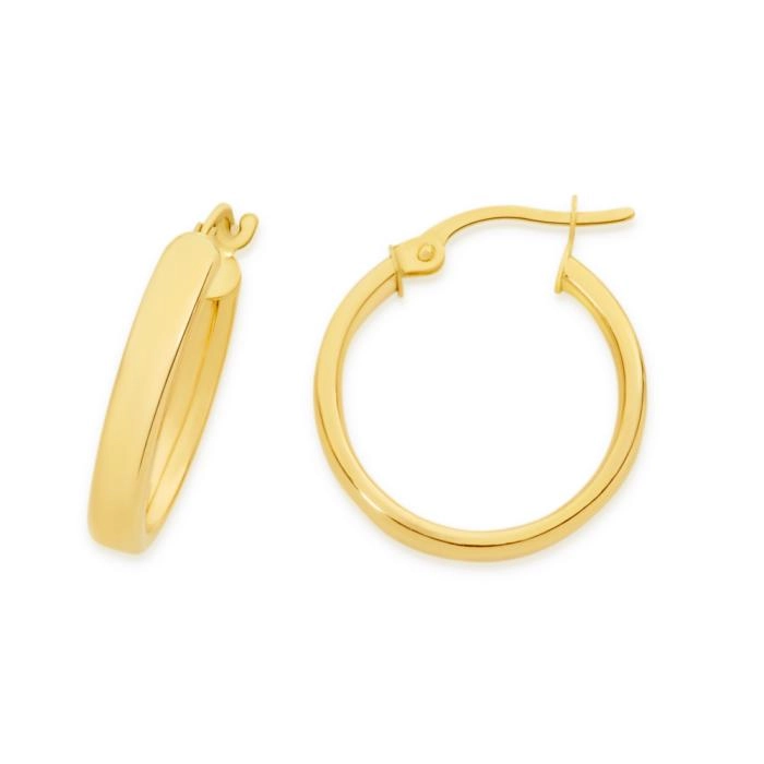 9ct Gold 15mm Square Hoop Earrings