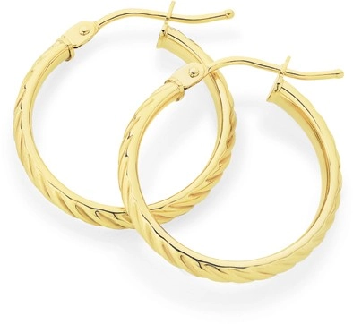 9ct Gold 15mm Twist Hoop Earrings