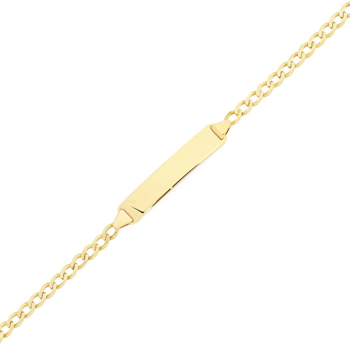 9ct Gold 16cm Solid Curb Identity Bracelet