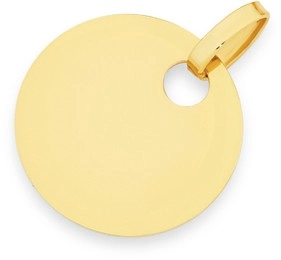 9ct Gold 16mm Round Disc Engravable Pendant