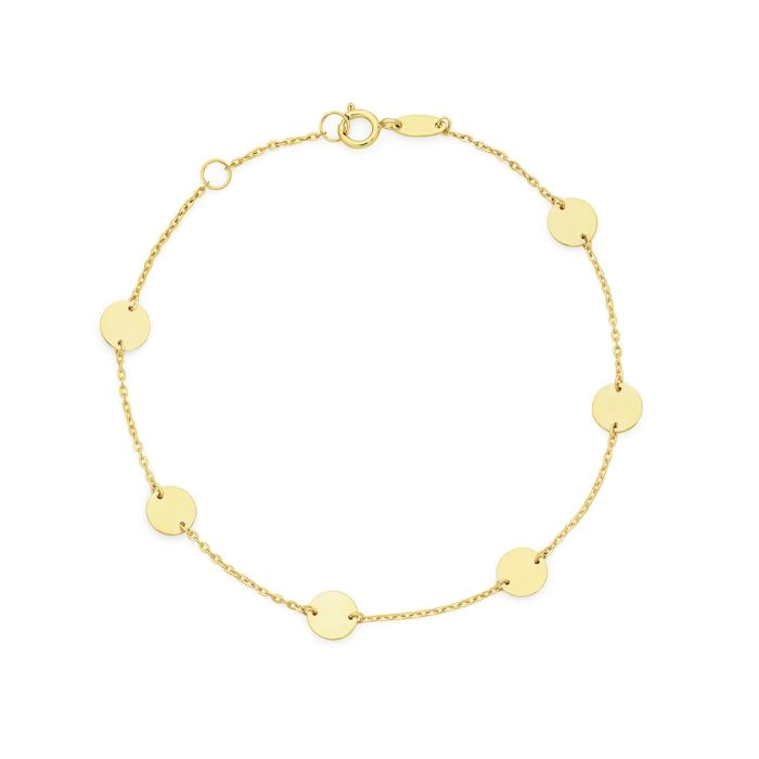 9ct Gold 18.5cm Multi Discs Trace Bracelet