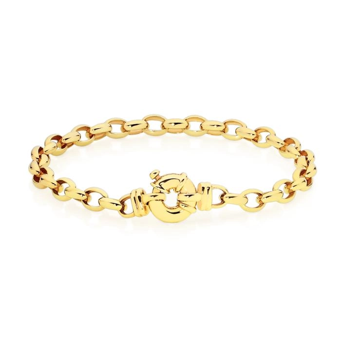 9ct Gold 19cm Solid Belcher Bolt Ring Bracelet