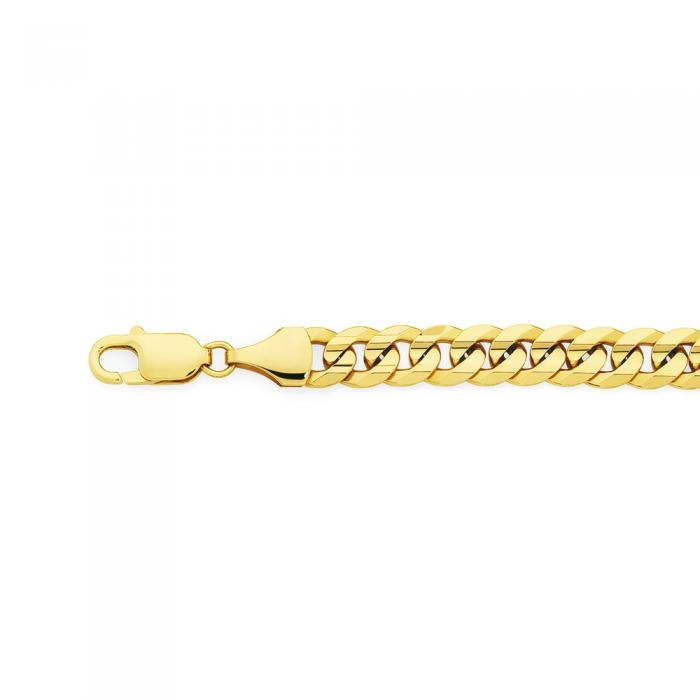 9ct Gold 21cm Concave Curb Men's Bracelet