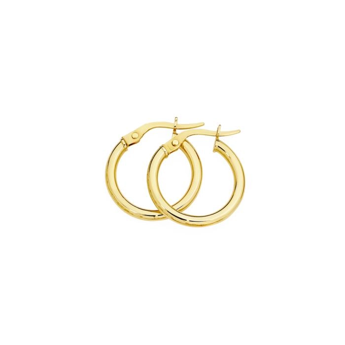 9ct Gold 2x12mm Polished Hoop Earrings