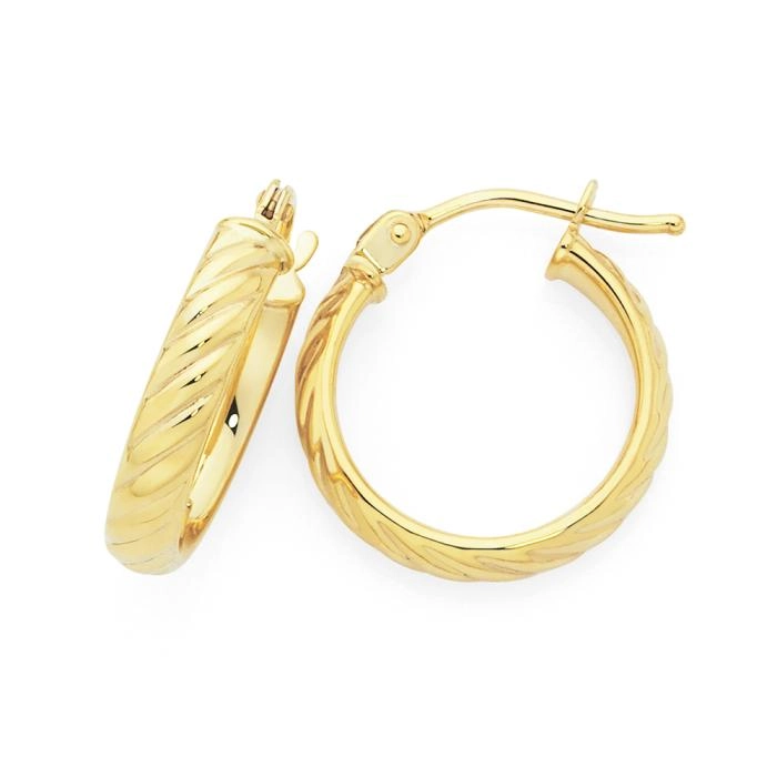 9ct Gold 3x10mm Twist Hoop Earrings