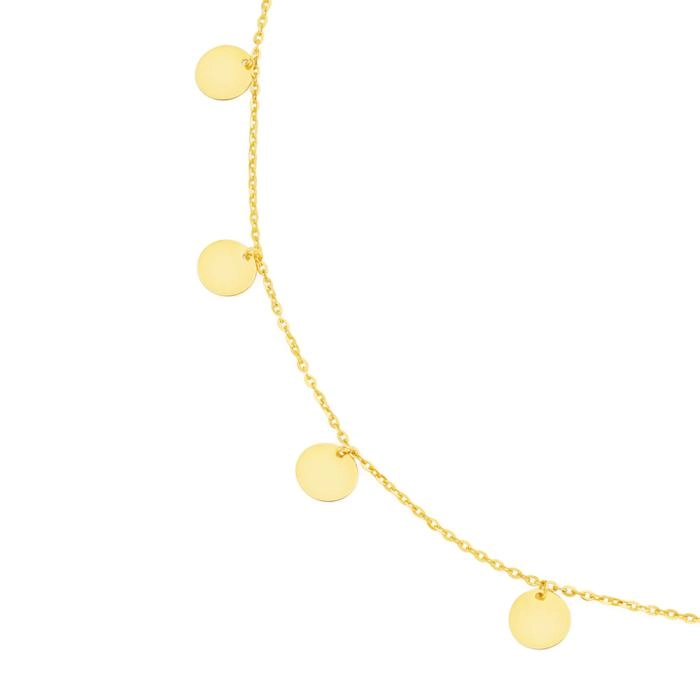 9ct Gold 45cm Solid Multi Disc Drop Necklet