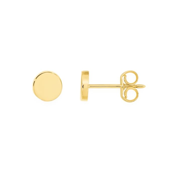 9ct Gold 4.5mm Mini Disc Stud Earrings