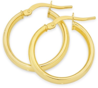 9ct Gold 4x15mm Polished Hoop Earrings