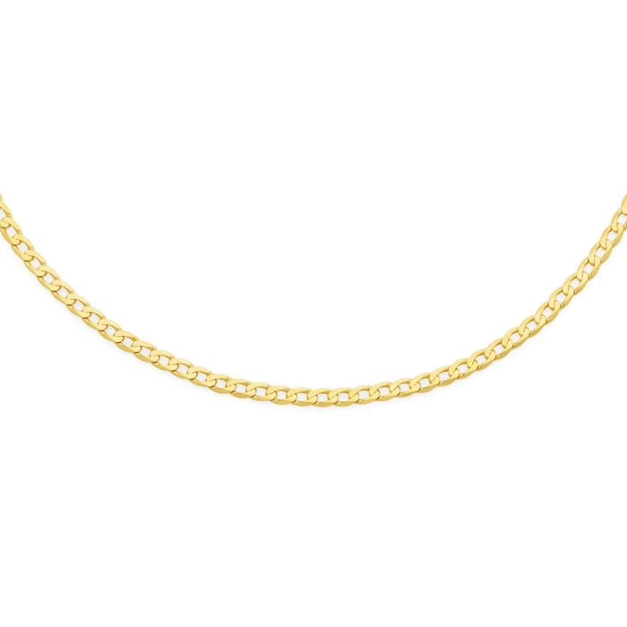 9ct Gold 50cm Diamond-Cut Curb Chain