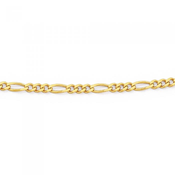 9ct Gold 50cm Solid Figaro 3+1 Chain