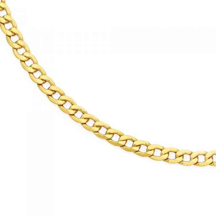 9ct Gold 55cm Solid Bevelled Curb Men's Chain