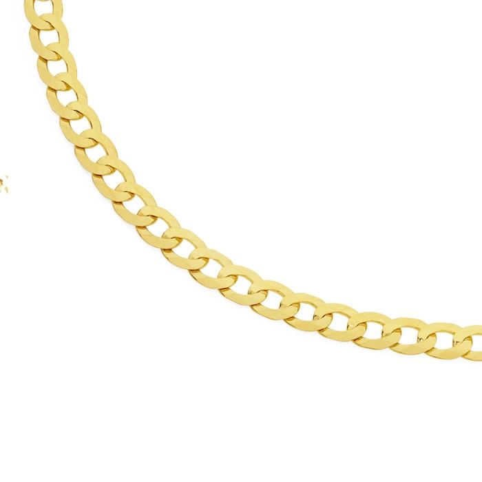 9ct Gold 60cm Solid Bevelled Curb Men's Chain